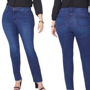 NYDJ Jeans Marilyn Straight Leg Mid Rise Slimming Dark Wash Women’s Size 16 Plus